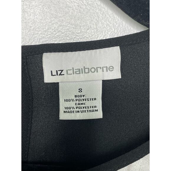 New Liz Claiborne Graphic Long Sleeve Blouse Top Back Art to Wear Office‎ Dark S - Picture 4 of 9